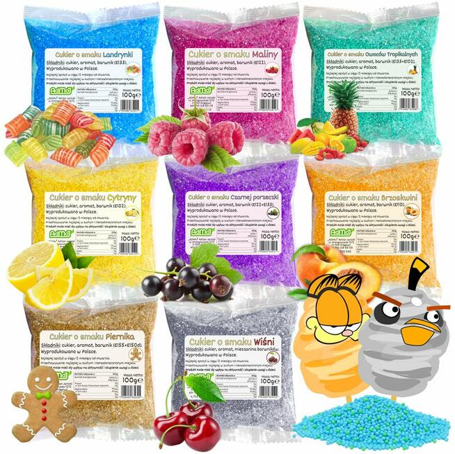 Cukier Kolorowy i Smakowy do Waty Cukrowej Zestawy