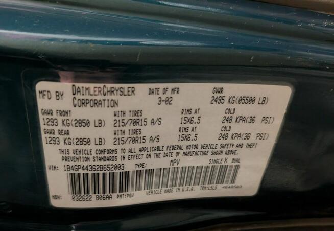 CHRYSLER VOYAGER inne IV 4 Tylna Szyba Klapa Bagażnika 00-07