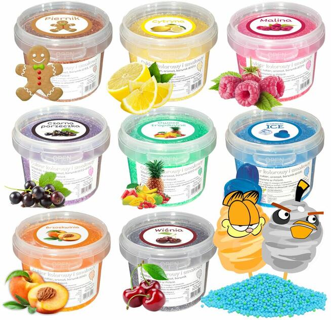 Cukier Kolorowy i Smakowy do Waty Cukrowej Zestawy