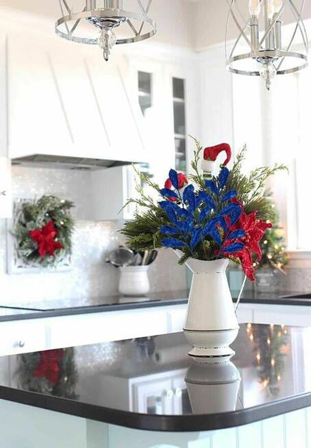 Świąteczne Dekoracje Brokatowe – Zestaw 8 Gałązek