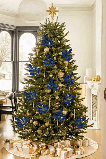 Świąteczne Dekoracje Brokatowe – Zestaw 8 Gałązek