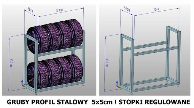 Stojak na koła opony stelaż regał półka wózek