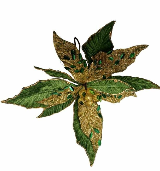 Świąteczne Kwiaty Poinsecji z Brokatem – Zestaw 4 szt