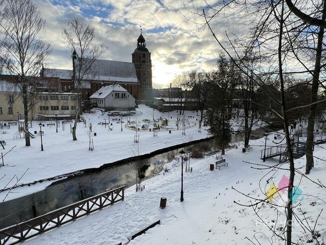 Budynek usługowy z widokiem na rzekę i park