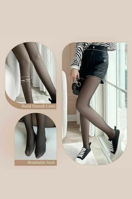 Termiczne rajstopy damskie zimowe z podszewką polaru półprz