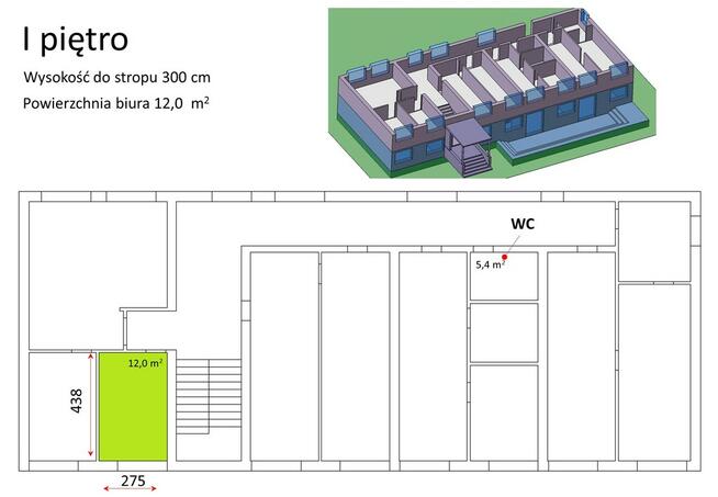 Do wynajęcia pomieszczenie biurowe, 1piętro, 12mkw