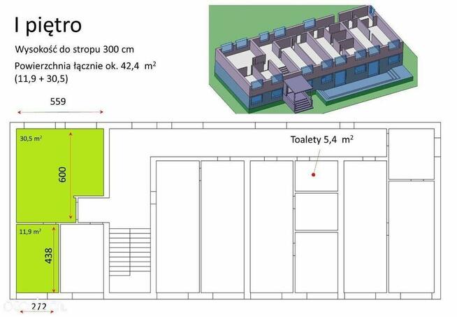 Do wynajęcia pow. biurowa, 43mkw, 1 piętro