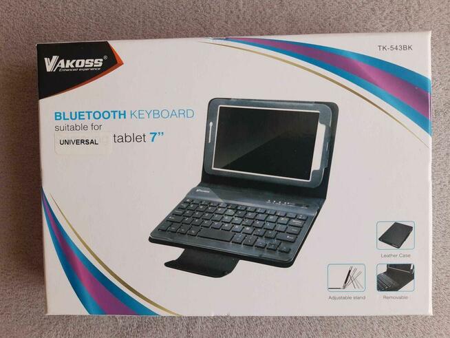 Klawiatura bluetooth ze skórzanym etui na tablet - nowa