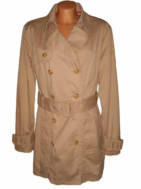 PŁASZCZ, PROCHOWIEC, TRENCZ, DAMSKI, BEŻOWY =WROCŁAW=