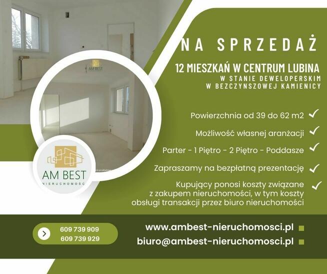 Mieszkanie Lubin pow 39-62 m2-stan deweloperski-bezczynszowe