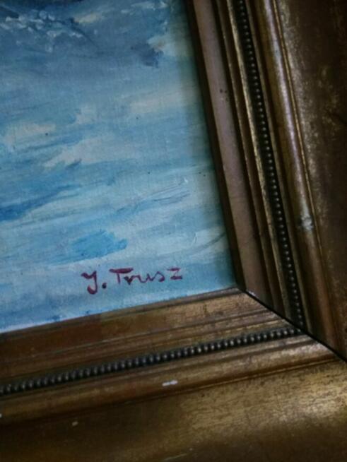 Stary przedwojenny pejzaż górski sygnowany I.Trusz