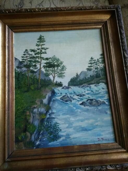 Stary przedwojenny pejzaż górski sygnowany I.Trusz