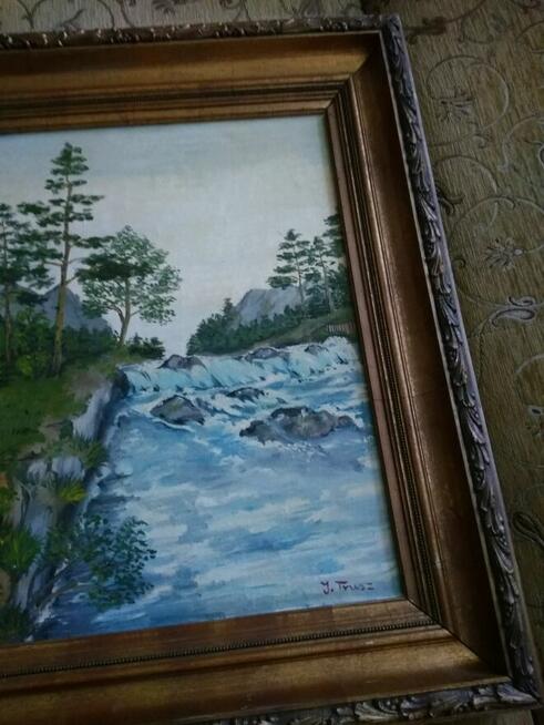Stary przedwojenny pejzaż górski sygnowany I.Trusz
