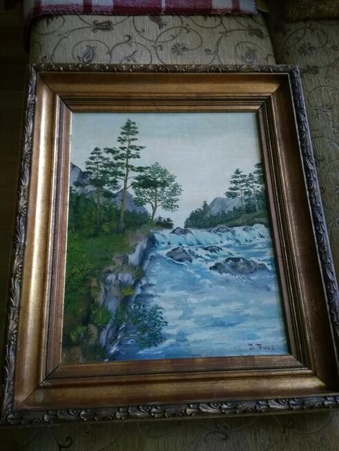 Stary przedwojenny pejzaż górski sygnowany I.Trusz