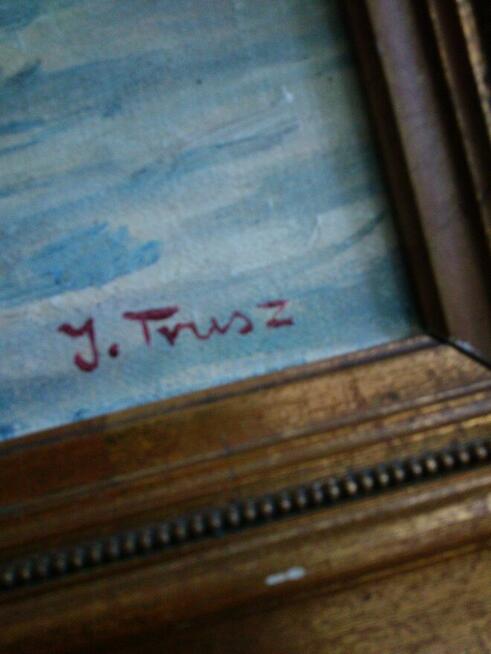 Stary przedwojenny pejzaż górski sygnowany I.Trusz