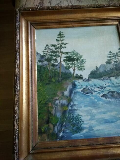 Stary przedwojenny pejzaż górski sygnowany I.Trusz