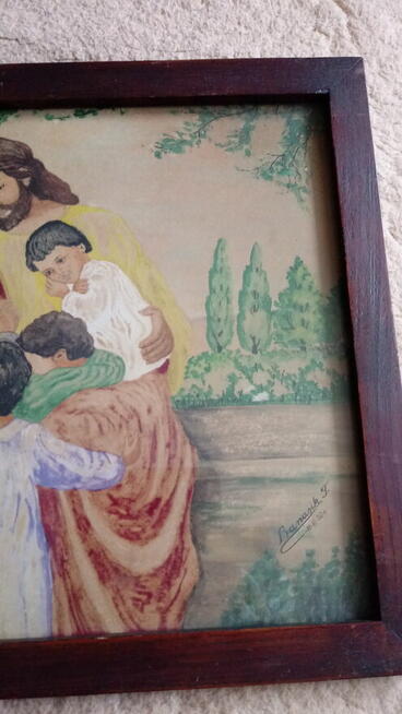 Akwarela religijna sygnowana z 1952r.