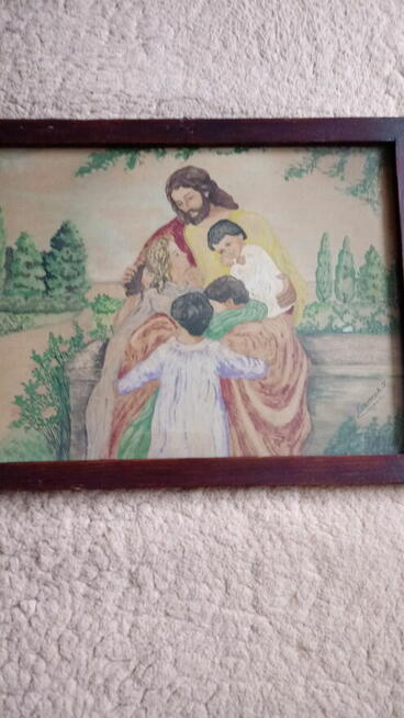 Akwarela religijna sygnowana z 1952r.