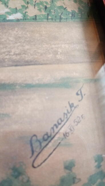 Akwarela religijna sygnowana z 1952r.