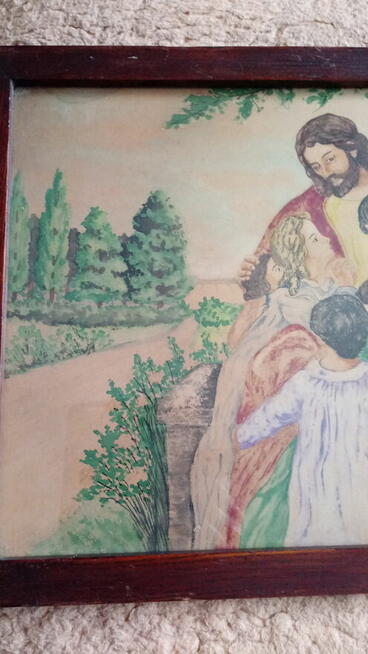 Akwarela religijna sygnowana z 1952r.