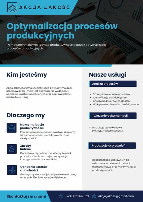 Usługi doradcze w zakresie optymalizacji procesów