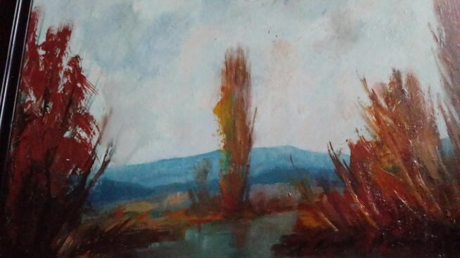 Stary olejny pejzaż sygnowany Aneri (Irena Weiss)