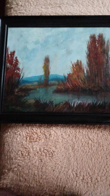 Stary olejny pejzaż sygnowany Aneri (Irena Weiss)