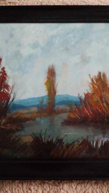 Stary olejny pejzaż sygnowany Aneri (Irena Weiss)