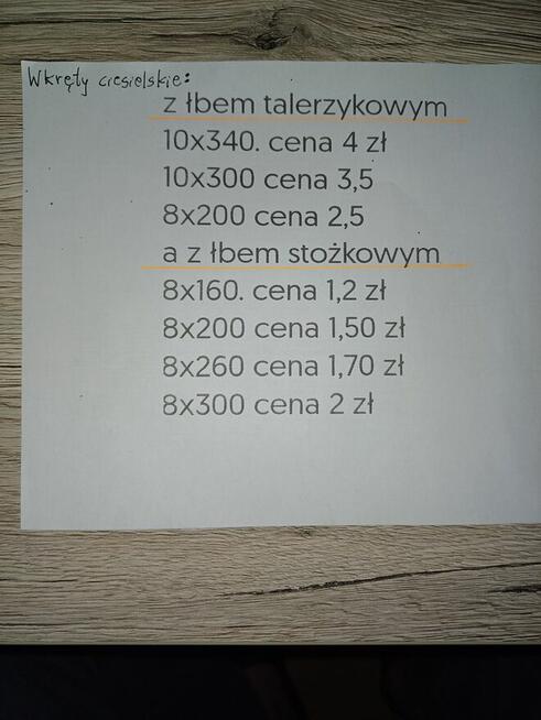 Wkręty, śruby ciesielskie