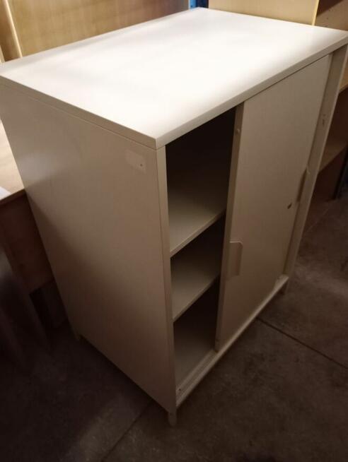 Szafka komoda metalowa biała drzwi przesuwne szafki metalowe