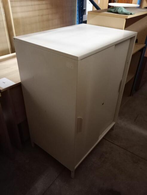 Szafka komoda metalowa biała drzwi przesuwne szafki metalowe