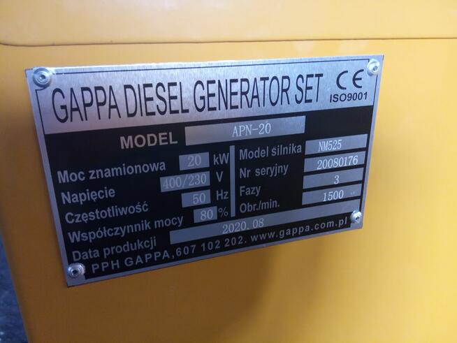 Agregat GAPPA model GF2/ GF3 20KW: o mocy znamionowej 20kW