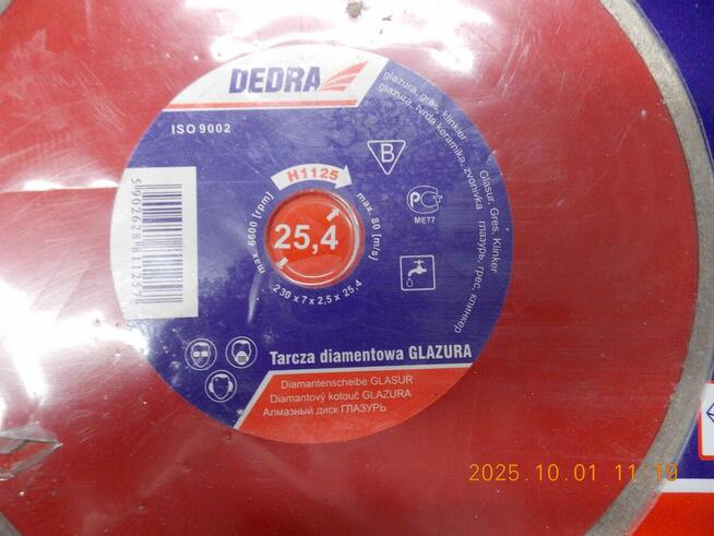 Tarcza diamentowa DEDRA do gresu glazury klinkieru 230x25,4