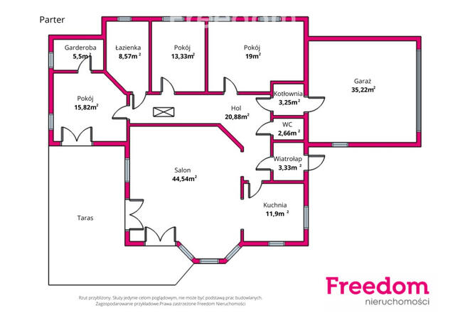 Dom wolnostojący z dużym areałem ziemi.