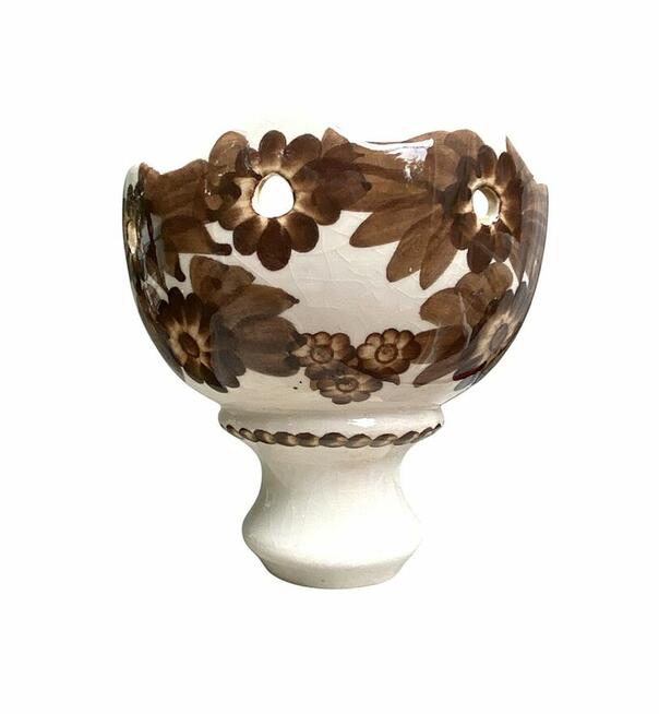 Vintage ceramiczny klosz lampy - motywy kwiatowe - PRL lata