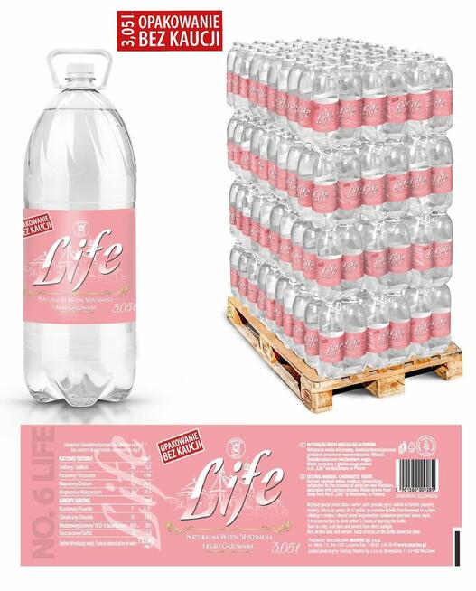 Woda mineralna LIFE medium - 3,05 l BEZ KAUCJI na palecie