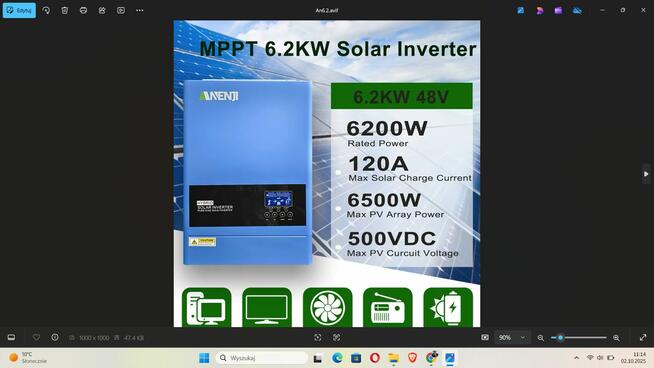 Falowniki Anenji Easun Ładowarka PV przetwornica 48v 6kw