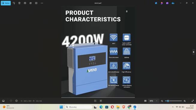 Falowniki Anenji Easun Ładowarka PV przetwornica 48v 6kw