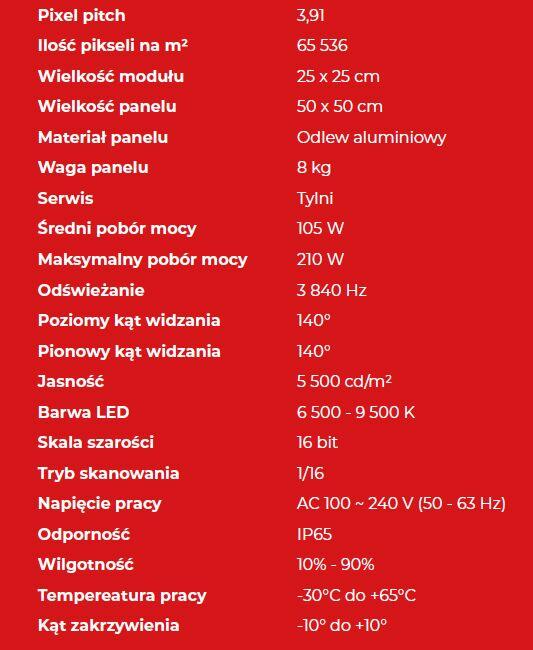 Wynajem ekran LED wewnętrzny P2 i P3, dowolny wymiar