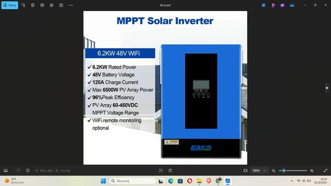 Falowniki Anenji Easun Ładowarka PV przetwornica 48v 6kw