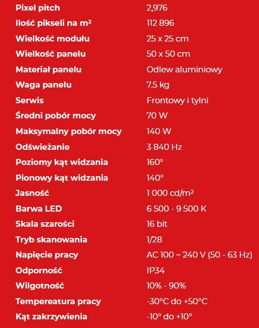 Wynajem ekran LED wewnętrzny P2 i P3, dowolny wymiar