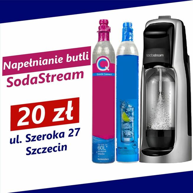 SodaStream napełnianie butli 20zł. Służby mundurowe 15zł.