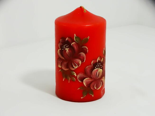 Świeca 14 cm z ręcznie malowanymi kwiatami