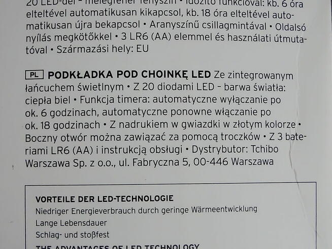 Podkładka LED pod choinkę 20 światełek led