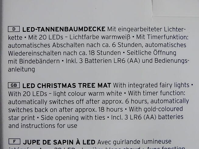 Podkładka LED pod choinkę 20 światełek led