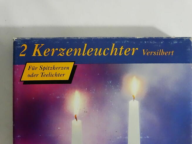 2 świeczniki posrebrzane + 4 świeczki