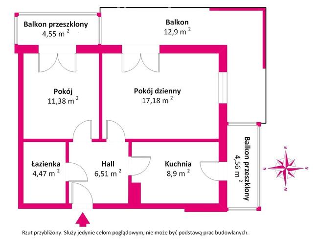Mieszkanie 2 pokoje z osobną kuchnią, balkon