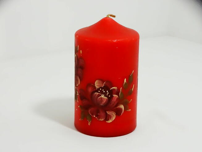 Świeca 14 cm z ręcznie malowanymi kwiatami
