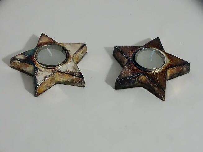 2 świeczniki posrebrzane + 4 świeczki