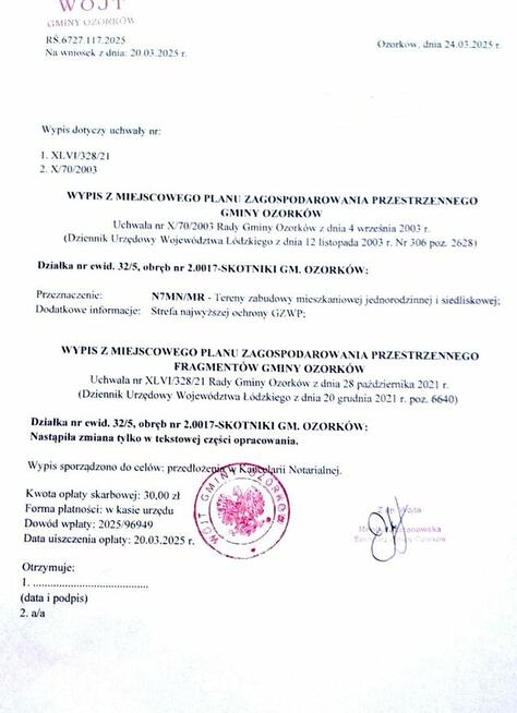 Działka budowlana z MPZP 1582 m2 Skotniki